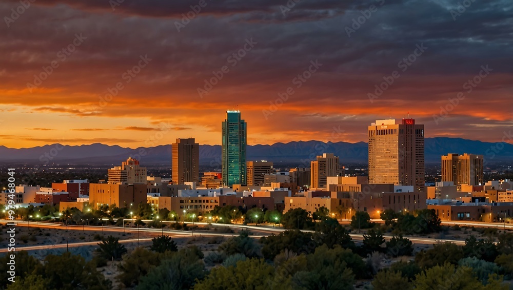 Fototapeta premium Albuquerque skyline during sunset.