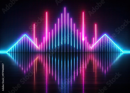 retrofuturistic neon waveforms symphony abstract glowing futuristic audiophile nightlife nostalgia vintagefuturism soundwave minimalism atmospheric neonlights photo