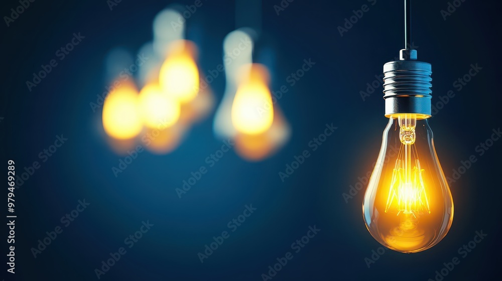 An elegant light bulb hanging against a dark backdrop, radiating warmth and ambiance, perfect for interior design inspiration. An elegant light bulb hanging against a dark backdrop, radiating warmth and ambiance, perfect for interior design inspiration.