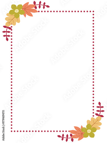frame with flowers and leaves