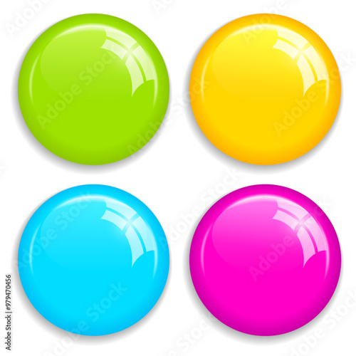 Magnet pin button set, vector glossy web icons