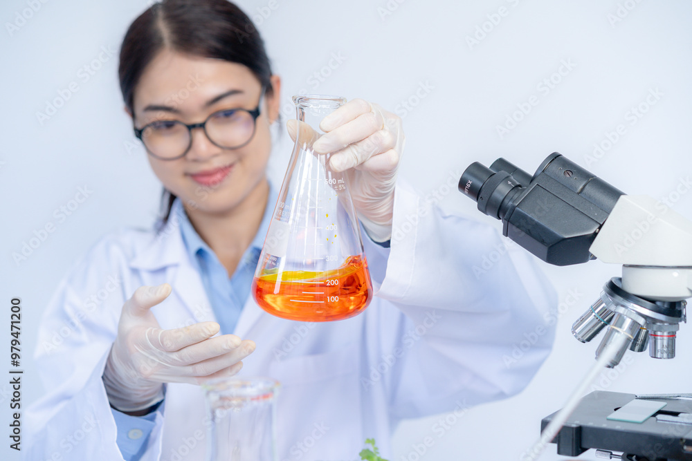A female scientist conducting experiments in the lab