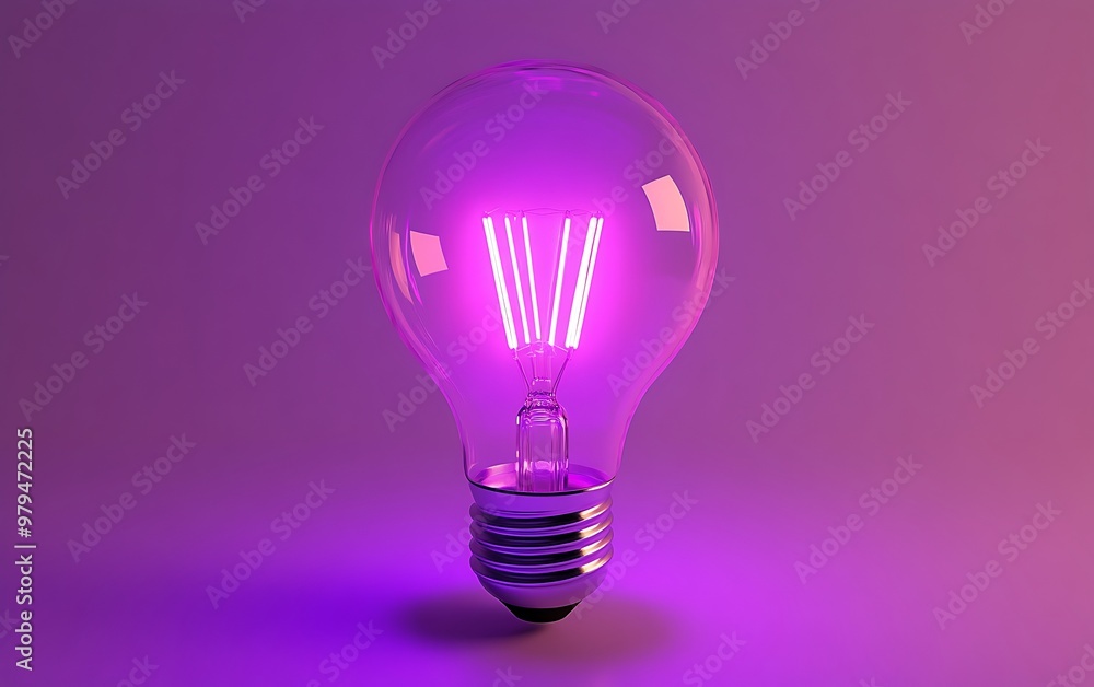 Bright Neon Purple UV Lightbulb 3D Model on White Background Bright Neon Purple UV Lightbulb 3D Model on White Background
