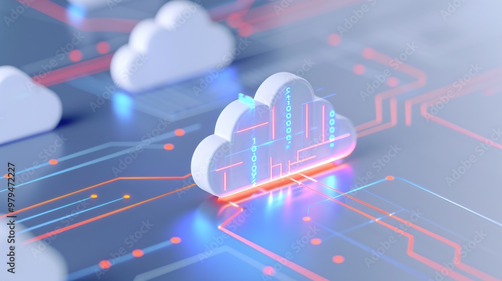 A futuristic cloud symbol representing digital data connection and technology integration in modern cloud computing. A futuristic cloud symbol representing digital data connection and technology integration in modern cloud computing.