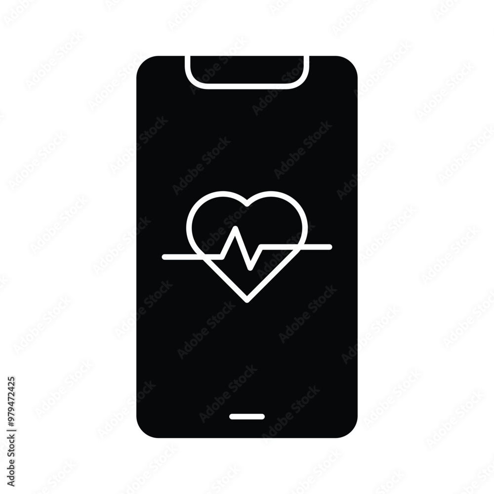 health check phone icon solid vector design in trendy style health check phone icon solid vector design in trendy style