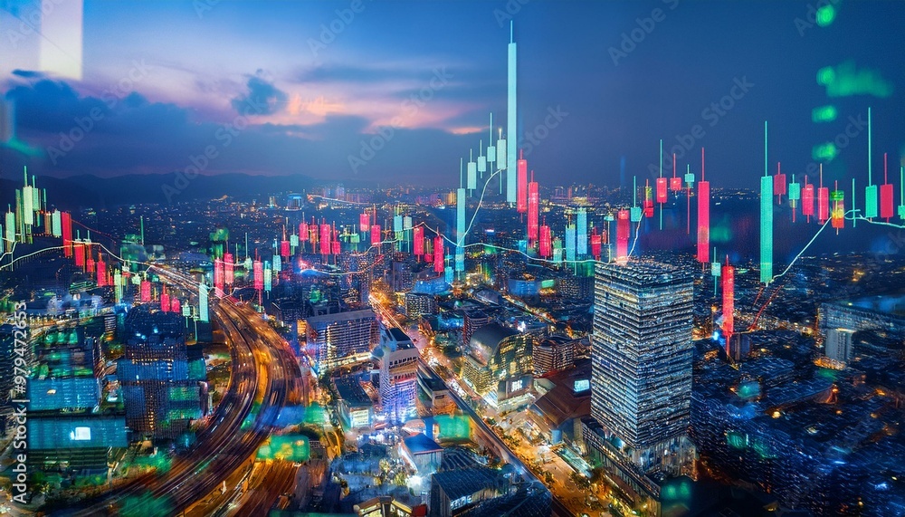 Fototapeta premium Stock market prices are determined by supply and demand. Including various factors that affe