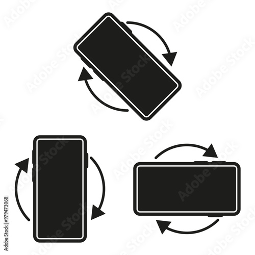 Phone rotation icons. Device orientation arrows. Smartphone movement symbols. Vector graphic set.