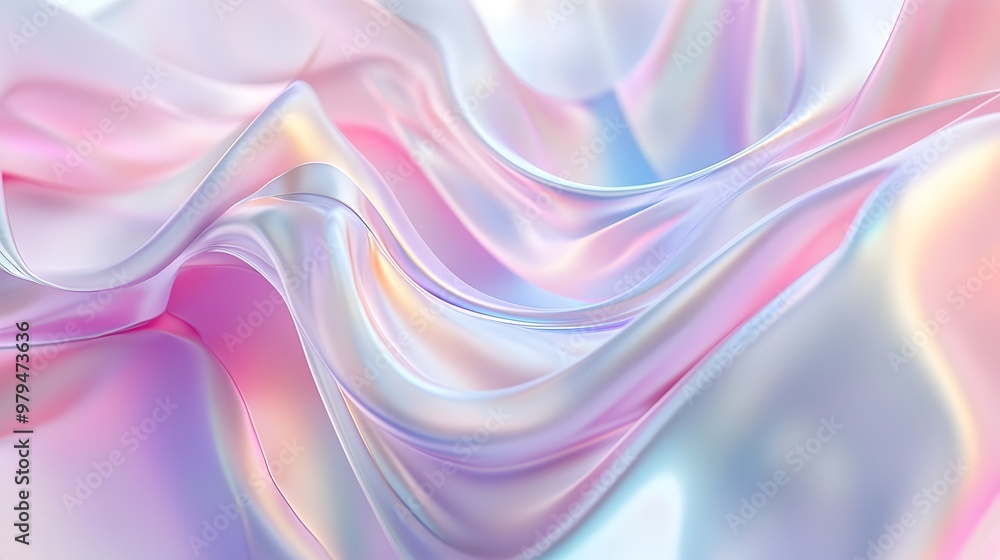 Ethereal Fluid Waves of Shimmering Pink and Blue Silk-Like Fabric in Motion Ethereal Fluid Waves of Shimmering Pink and Blue Silk-Like Fabric in Motion