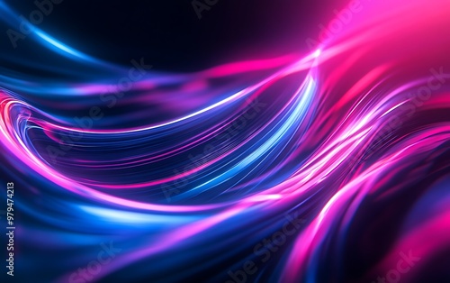 Illuminated Futuristic Space: UV Light Bending Abstract Design