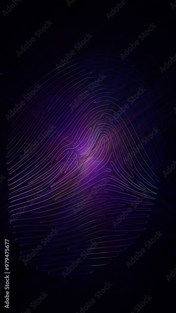 Abstract Neon Fingerprint Design on Dark Background Abstract Neon Fingerprint Design on Dark Background