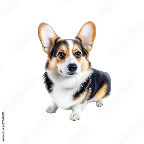 Adorable Pembroke Welsh Corgi Puppy Sitting and Looking Up