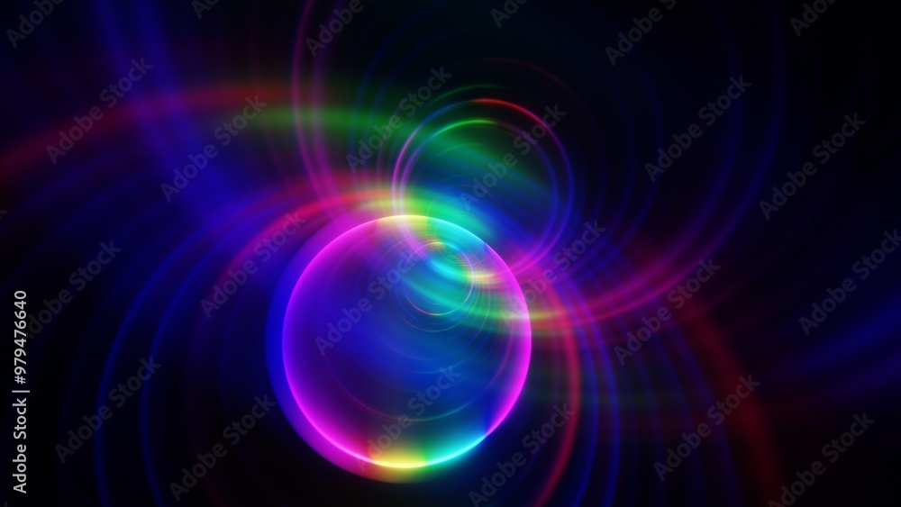 Abstract Neon Spiral Lights with Vibrant Colors on Dark Background Abstract Neon Spiral Lights with Vibrant Colors on Dark Background