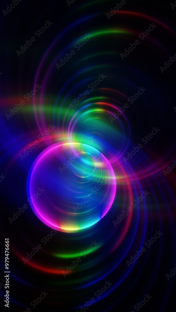 Abstract Neon Spiral Lights with Vibrant Colors on Dark Background Abstract Neon Spiral Lights with Vibrant Colors on Dark Background