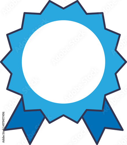 A blue ribbon badge symbolizing achievement, excellence, and recognition.