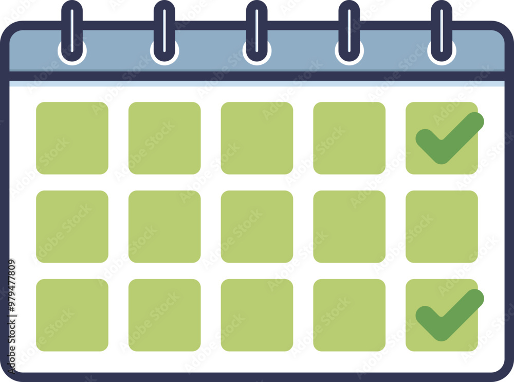 Illustration of a calendar with check marks, symbolizing scheduled events or completed tasks. Illustration of a calendar with check marks, symbolizing scheduled events or completed tasks.