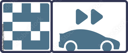 A stock image featuring a QR code symbol and a car icon, representing car sharing services.