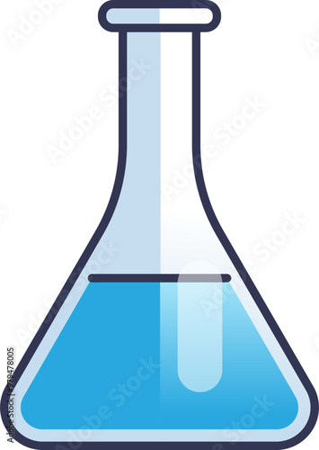 Illustration of a laboratory flask with blue liquid, symbolizing water quality testing and clean water research.