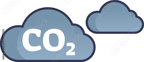 Illustration of CO2 clouds representing carbon dioxide emissions and environmental impact.