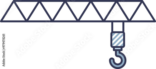 Illustration of a crane arm with a hook, symbolizing construction and industrial work.