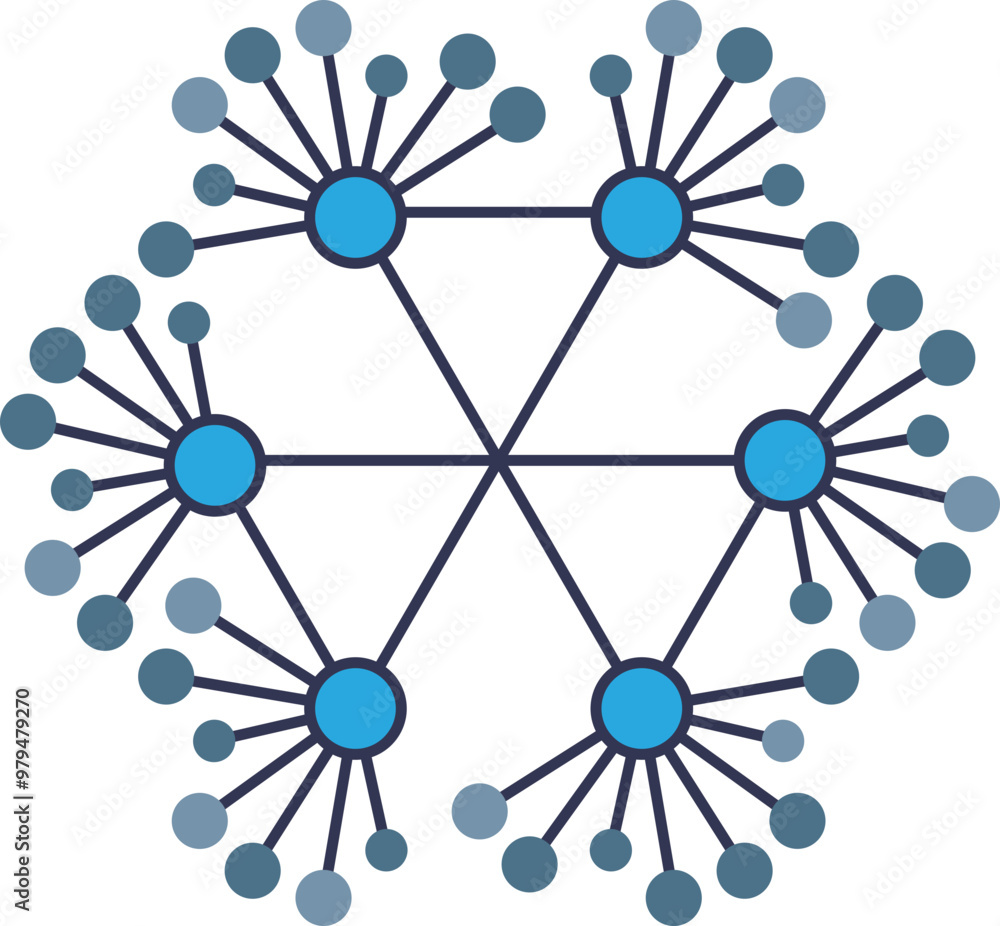 Illustration of a decentralized database network with interconnected nodes representing distributed data storage. Illustration of a decentralized database network with interconnected nodes representing distributed data storage.