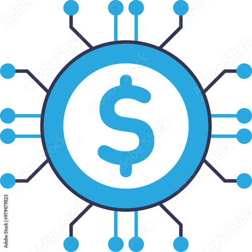 Digital currency coin with circuit design symbolizing the integration of finance and technology.