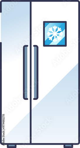 Illustration of a refrigerator with a snowflake icon on the screen, symbolizing cooling or freezing functionality.