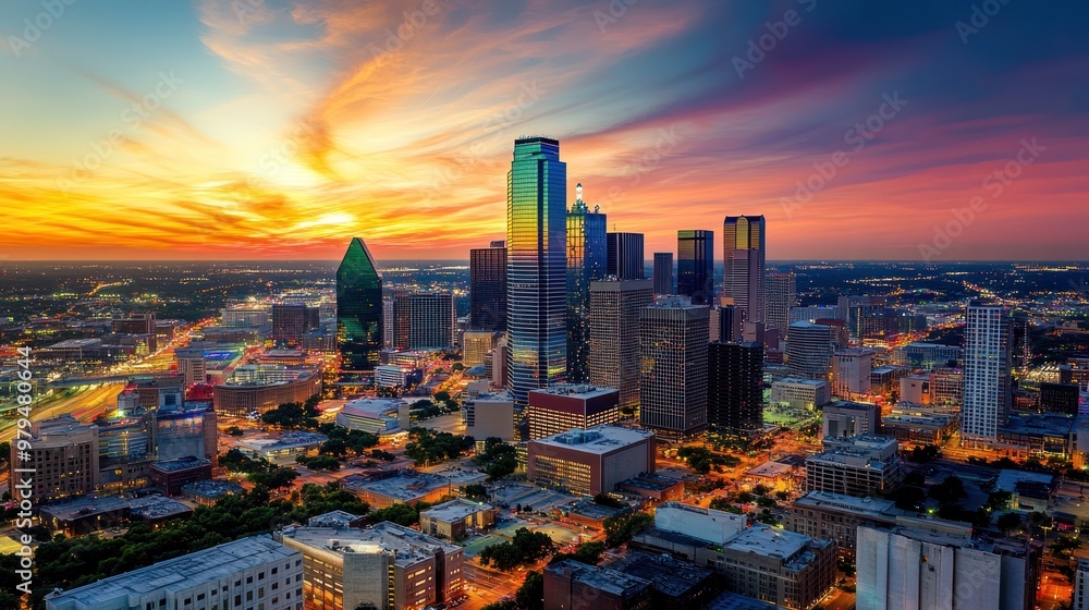 Obraz premium Dallas Skyline at Sunset