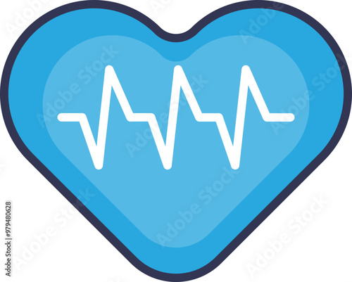 Blue heart symbol with a white heartbeat line, representing health and wellness.