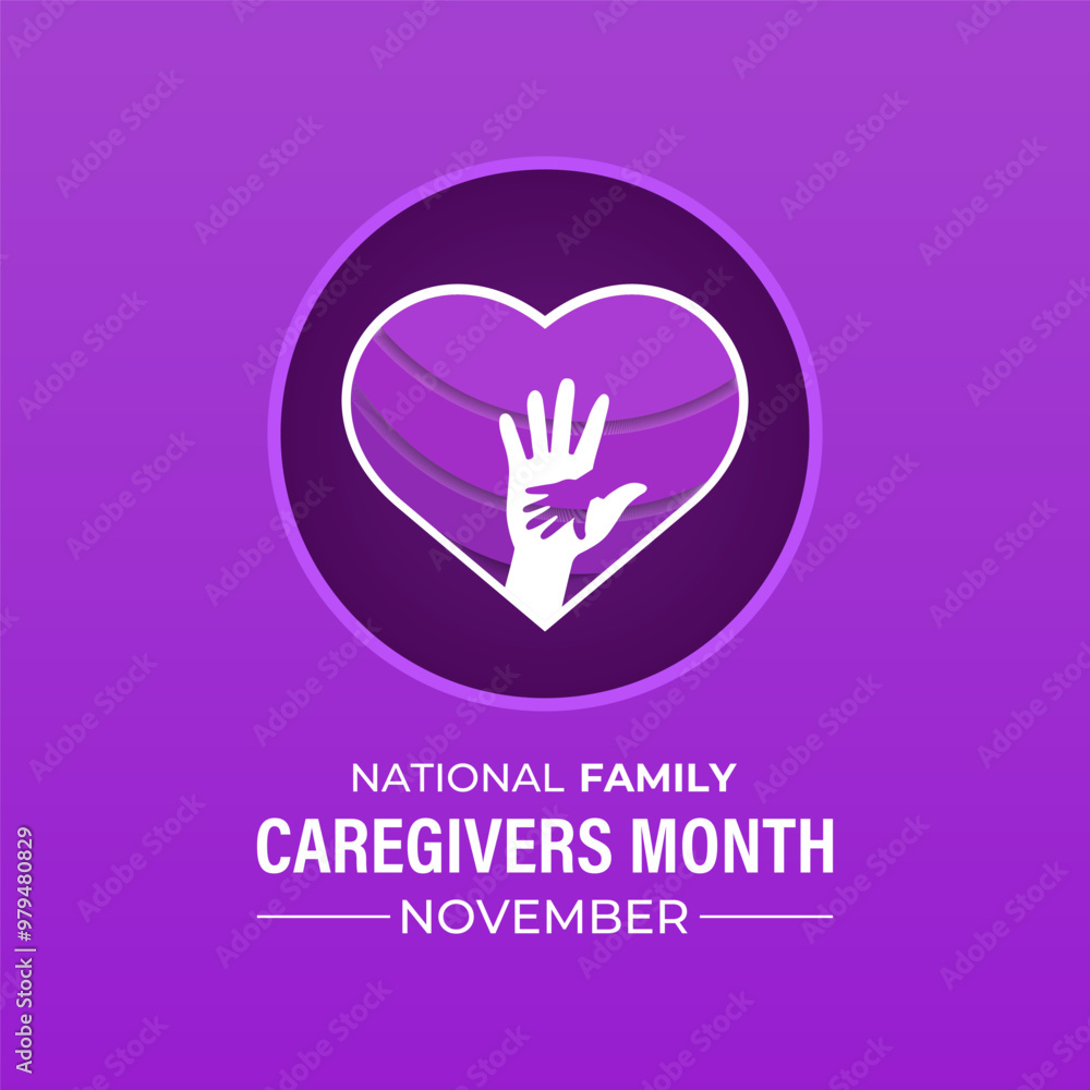 Family Caregivers month is observed every year in November. Calligraphy Poster Design. The Plum Ribbon raises awareness for cancer caregivers. Banner poster and background design template. Vector. Family Caregivers month is observed every year in November. Calligraphy Poster Design. The Plum Ribbon raises awareness for cancer caregivers. Banner poster and background design template. Vector.