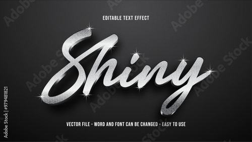Silver text effect, glitter text style effect
