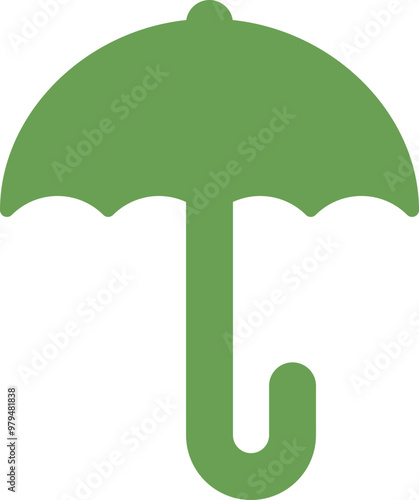 Green umbrella icon symbolizing protection and keeping dry.
