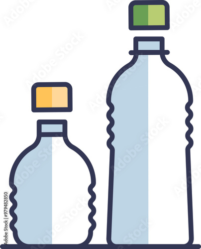 Two plastic bottles of different sizes, representing plastic waste and recycling concepts.