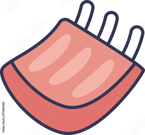 Illustration of a rib meat cut, highlighting the ribs and meat sections, ideal for BBQ and culinary contexts.