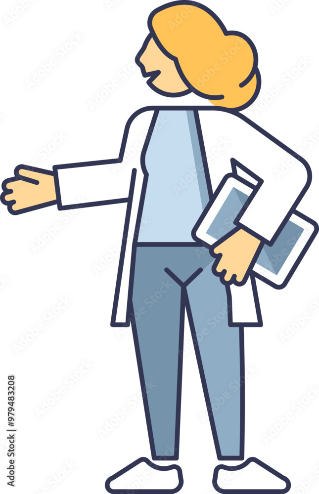 Illustration of a scientist holding a document, symbolizing research and scientific inquiry. Illustration of a scientist holding a document, symbolizing research and scientific inquiry.