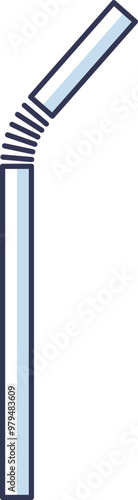 Illustration of a stainless steel straw with a bendable section, highlighting eco-friendly and reusable drinking solutions.
