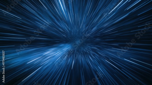 Abstract blue light speed motion effect, concept of travel, space, and fast movement