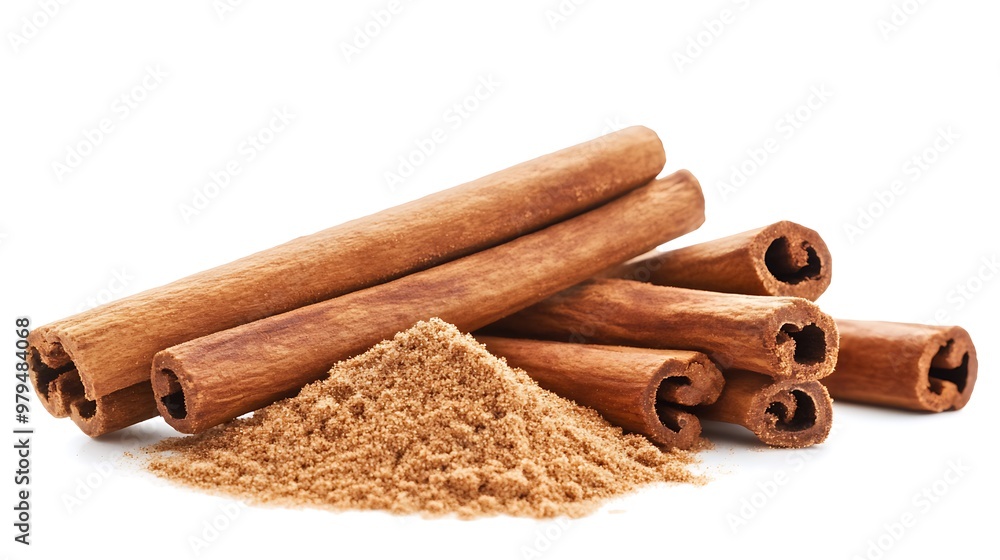 Closeup of cinnamon sticks isolated on a white background Closeup of cinnamon sticks isolated on a white background