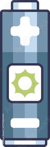 Illustration of an AA battery with a solar energy icon, symbolizing renewable energy and eco-friendly power solutions.