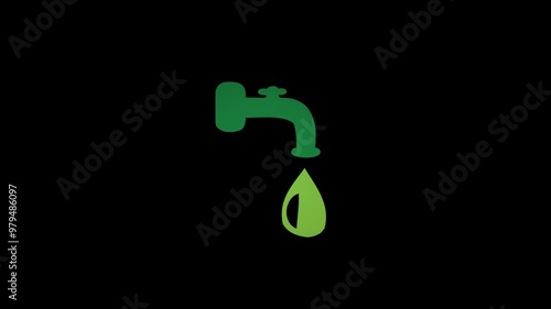 Save Water  Sign. 3d Abstract Fauce Logo / Symbol Spinning and Rotating on Transparent Background. Seamless Loop Isolated 4K Video.
