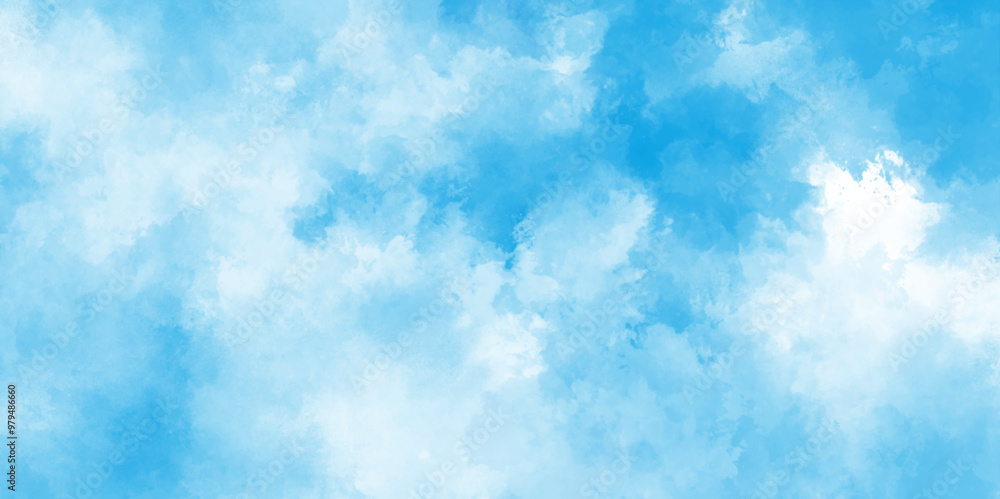 Abstract nature background of romantic summer blue sky with fluffy clouds. Grunge smooth light sky blue and white shades aquarelle background. Abstract beautiful and soft cloudy blue clouds. Abstract nature background of romantic summer blue sky with fluffy clouds. Grunge smooth light sky blue and white shades aquarelle background. Abstract beautiful and soft cloudy blue clouds.