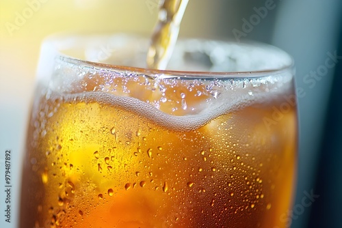 Wallpaper Mural Vibrant Energy Drink Being Poured into Refreshing Glass with Fizzing Bubbles and Condensation Torontodigital.ca