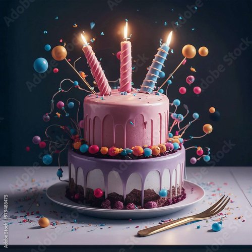 Happy brithday cake with black natural color