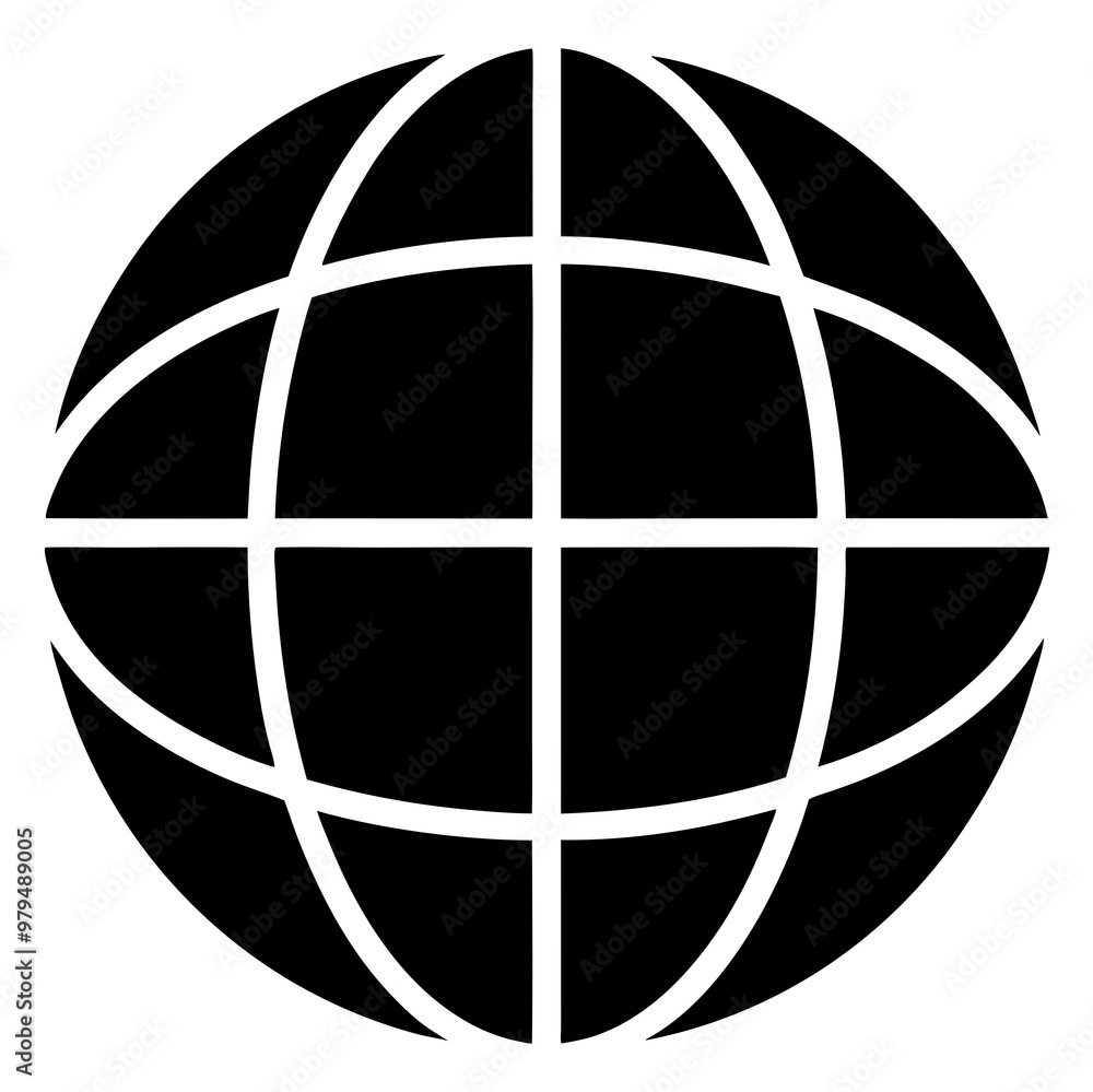 Wireframe globe illustration in black and white style for geographic and design concepts Wireframe globe illustration in black and white style for geographic and design concepts