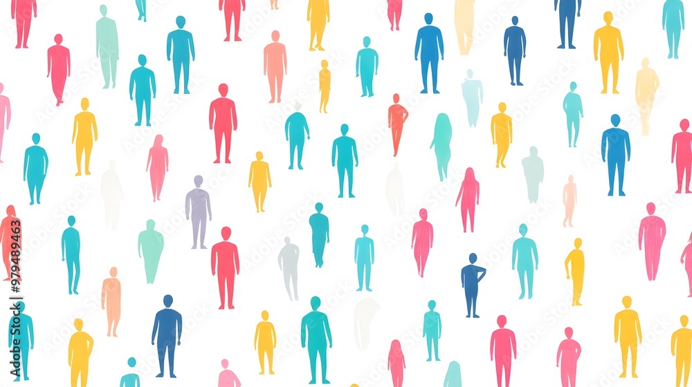 Diverse Inclusive Community of Multicolored Silhouette Figures