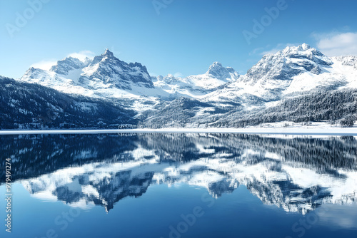 Wallpaper Mural Serene snow-covered mountains reflecting in a crystal-clear lake


 Torontodigital.ca
