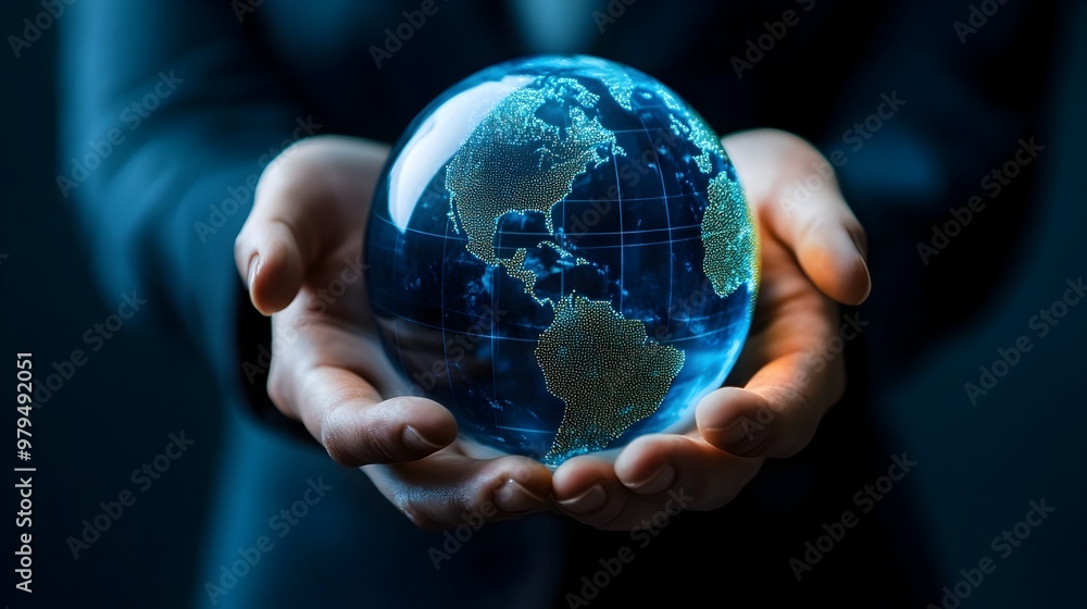Hands Holding a Glowing Earth - Global Environmental Sustainability Hands Holding a Glowing Earth - Global Environmental Sustainability