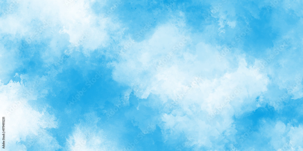 Abstract nature background of romantic summer blue sky with fluffy clouds. Grunge smooth light sky blue and white shades aquarelle background. Abstract beautiful and soft cloudy blue clouds. Abstract nature background of romantic summer blue sky with fluffy clouds. Grunge smooth light sky blue and white shades aquarelle background. Abstract beautiful and soft cloudy blue clouds.