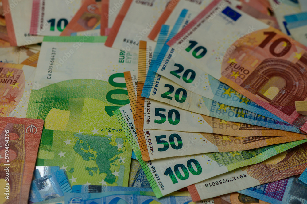 Finance background of different euro bills. European money 5 Finance background of different euro bills. European money 5