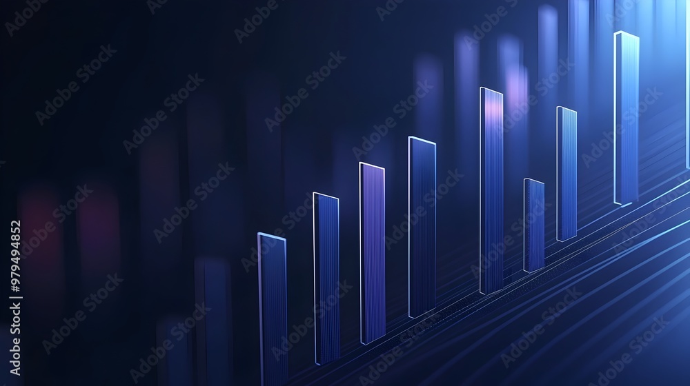 Futuristic Digital Graph and Charts Showing Upward Financial Growth Trend Futuristic Digital Graph and Charts Showing Upward Financial Growth Trend