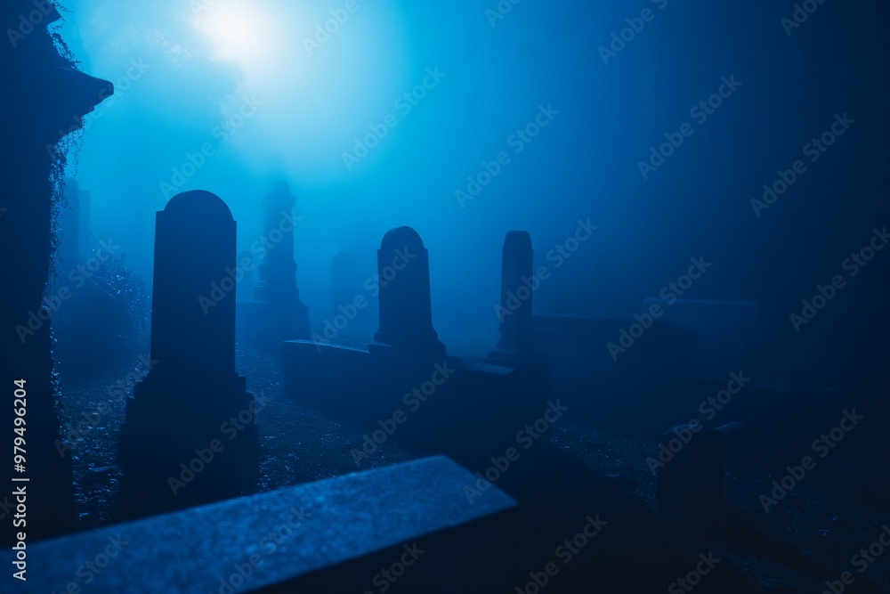 A spooky death forest at Halloween night with a graveyard. A spooky death forest at Halloween night with a graveyard.